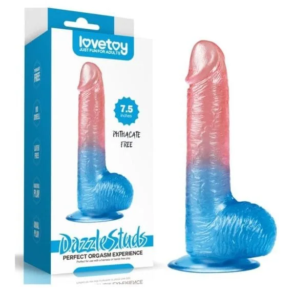 Dazzle Studs Dildo 7.5In Pink/Blue Dazzle Studs Dildo 7.5in Pink/Blue