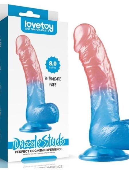 Dazzle Studs Dildo 8in Pink/Blue