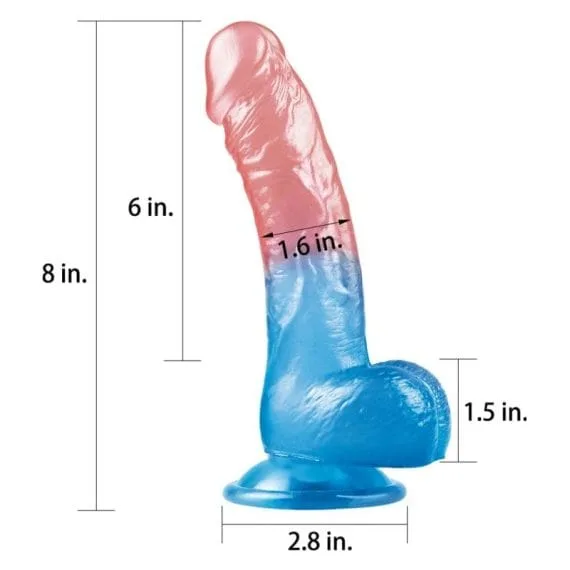 Dazzle Studs Dildo 8In Pink/Blue Dazzle Studs Dildo 8in Pink/Blue