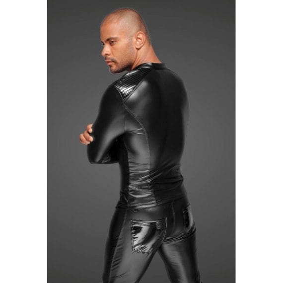 Power Wetlook Mens Jacket W Pleated Pvc Epaulets Power Wetlook Mens Jacket w Pleated PVC Epaulets