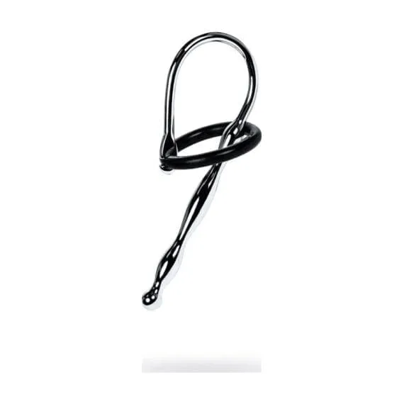 Silver Metal Urethral Plug W Black Silicone Ring Silver Metal Urethral Plug w Black Silicone Ring