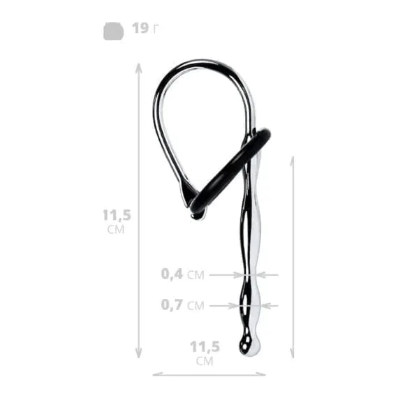Silver Metal Urethral Plug W Black Silicone Ring Silver Metal Urethral Plug w Black Silicone Ring
