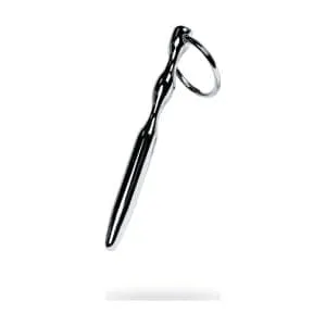 Silver Metal Bullet Shaped Urethral Plug W Ring 164426 1 Silver Metal Bullet Shaped Urethral Plug w Ring