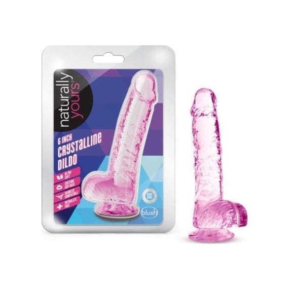 Naturally Yours 6" Crystaline Dildo Rose