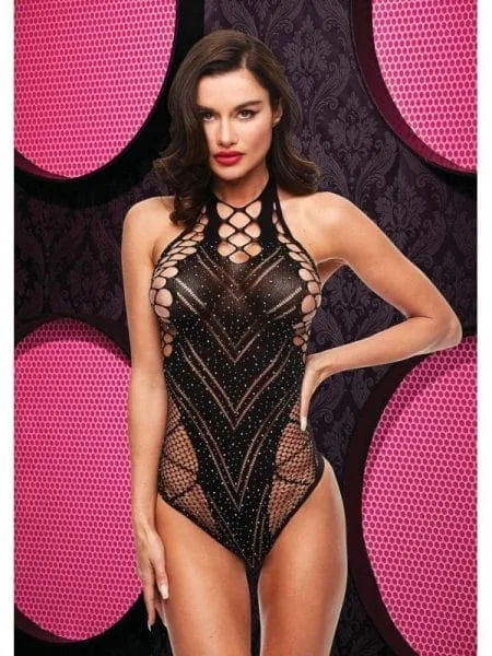 Bling Bling Fishnet Bodysuit Black