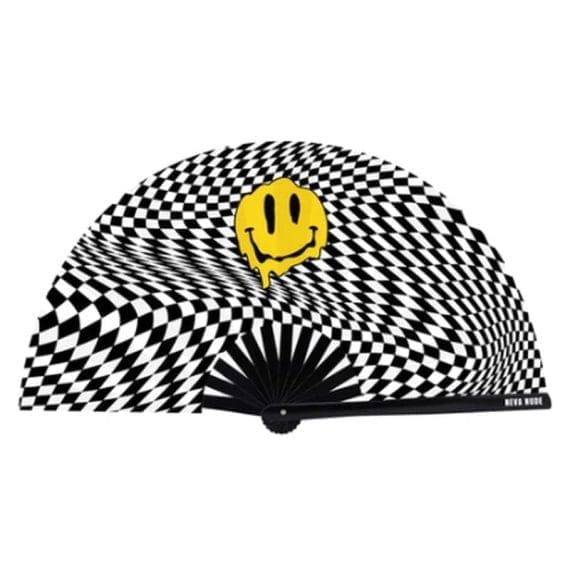 Trippy Checkers Melty Face Blacklight Folding Fan