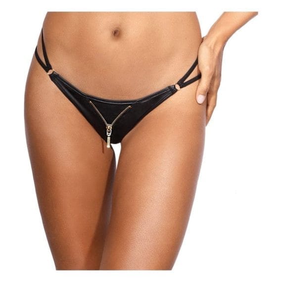 Stretch Wetlook Zip G-String Black Stretch Wetlook Zip G-String Black