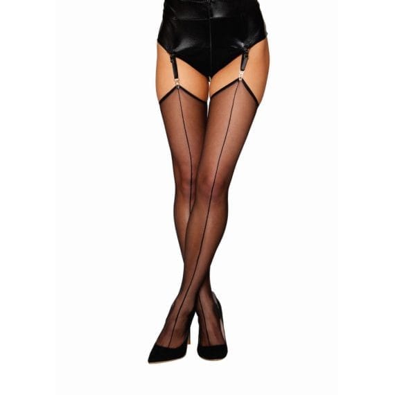 Dreamgirl Raw Edge Sheer Thigh High Stockings Black Dreamgirl Raw Edge Sheer Thigh High Stockings Black
