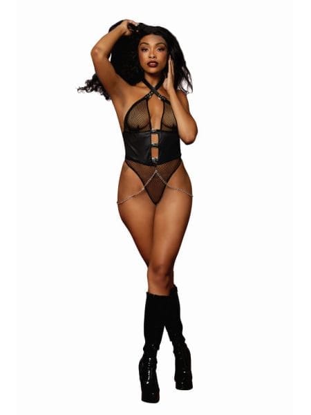 Dreamgirl Teddy w Chains Black