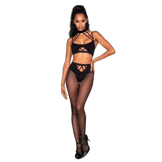 Dreamgirl Bralette &Amp; Pantyhose Bodystocking Set With Snap Neck Closure Dreamgirl Bralette & Pantyhose Bodystocking Set with Snap Neck Closure