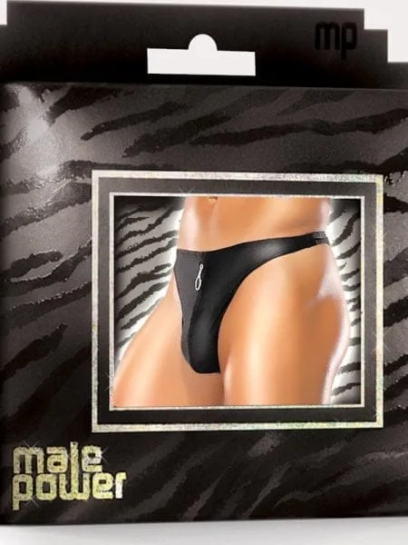 Male Power Zipper Thong Black