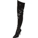 Black Pointed Toe Thigh High Boot 3in Heel