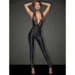Sleeveless Power Wetlook Overall With Lace