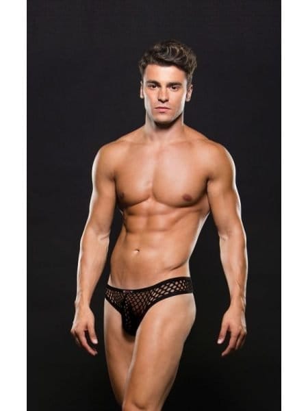 Modern Fishnet Thong Black