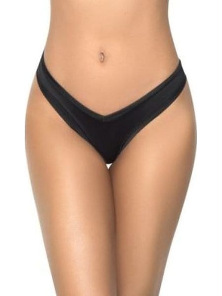 High Leg Thong Black
