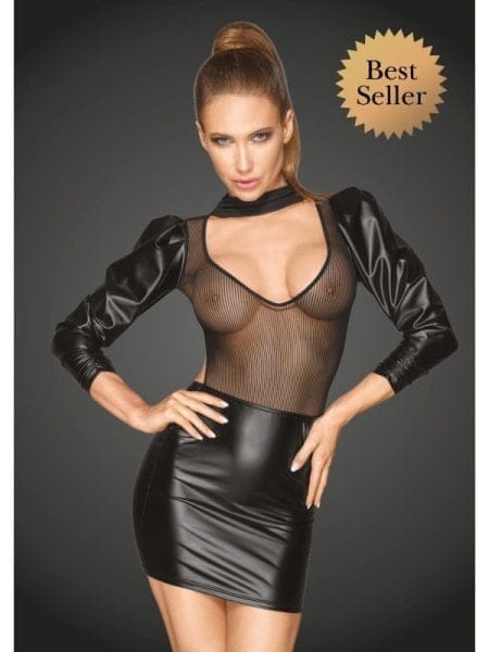 Power Wetlook Tulle Dress w Bouffant Sleeves