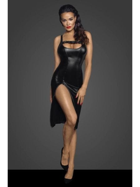 Power Wetlook Midi Dress w Front Zipper