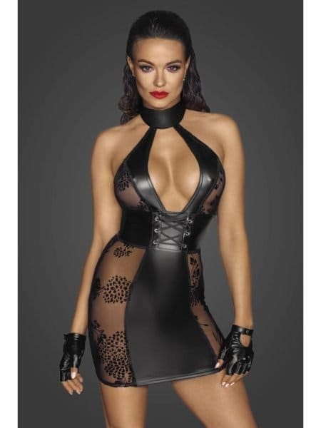 Power Wetlook Short tulle dress w Inserts & Corset Binding