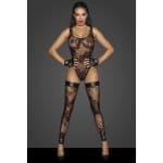 Tulle Bodysuit  w Patterned Flock Embroidery