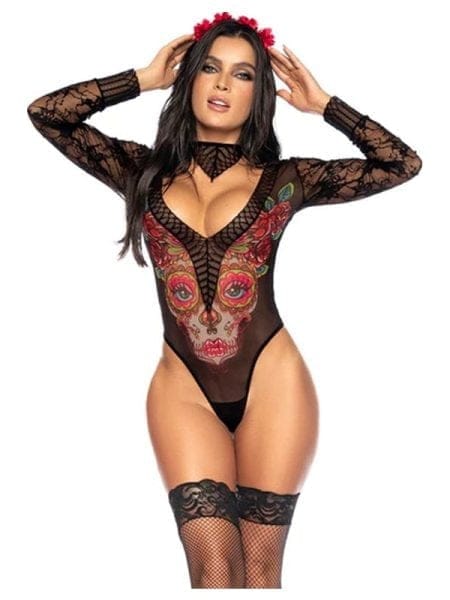 Catrina Mesh and Floral Lace Bodysuit