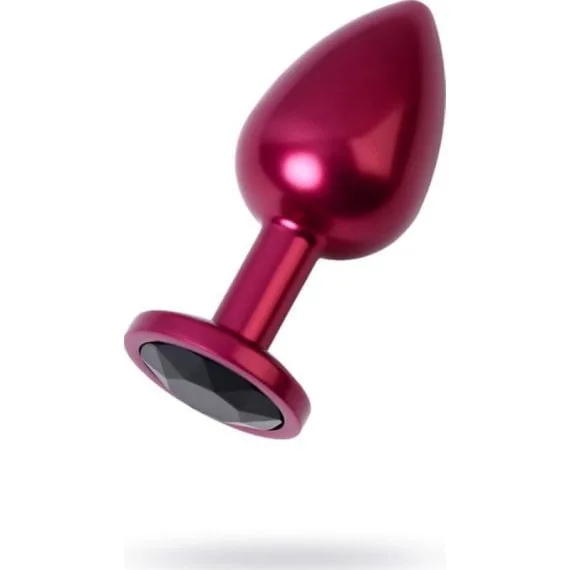 Red Metal Anal Plug W Black Crystal Medium Red Metal Anal Plug w Black Crystal Medium