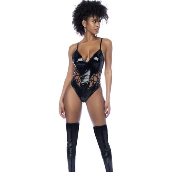 Wet Look Vinyl Bodysuit Black Wet Look Vinyl Bodysuit Black