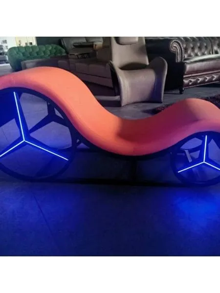 Kama Sutra Mebon Chaise Love Lounge Orange with Metal Frame and LED