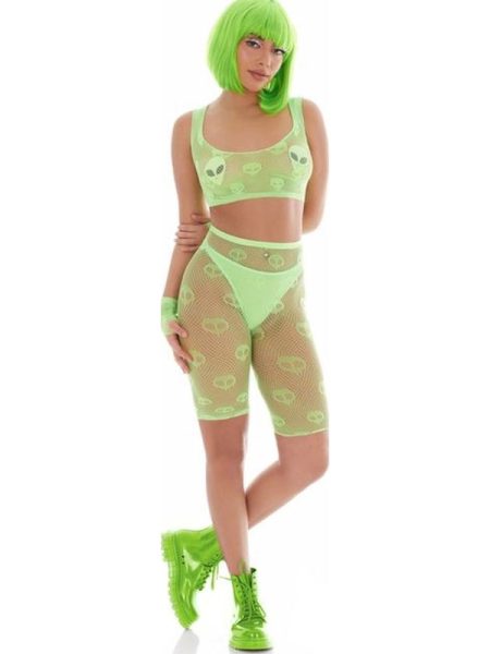 Out of This World Green Bodysuit Set with Alien Pasties