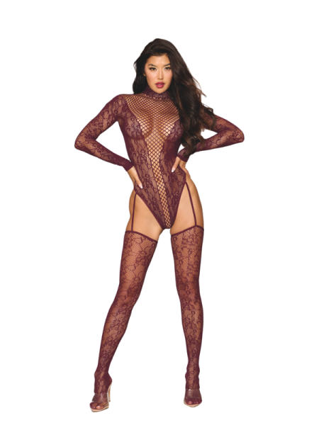 Dreamgirl Teddy Body Stocking Burgundy