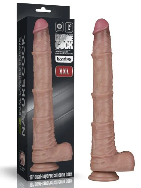 16in Dual Layered Bendable Silicone Cock XXL
