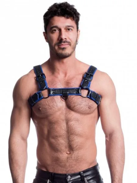 Vegan Bulldog Harness Black and Blue