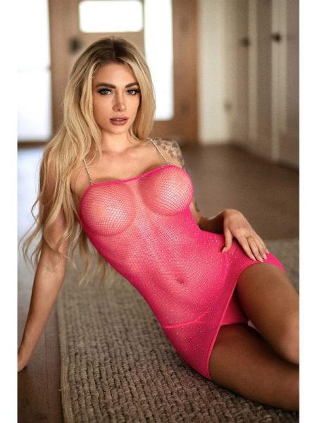 Spaghetti Strap Rhinestone Mini Dress