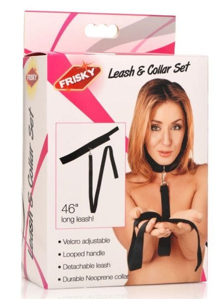 Neoprene Collar And Leash Set Black