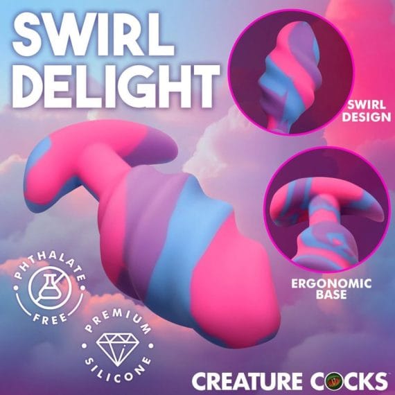 Unicorn Swirl Silicone Butt Plug Large