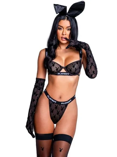 Playboy Noir Lingerie 2 Pc Set Black