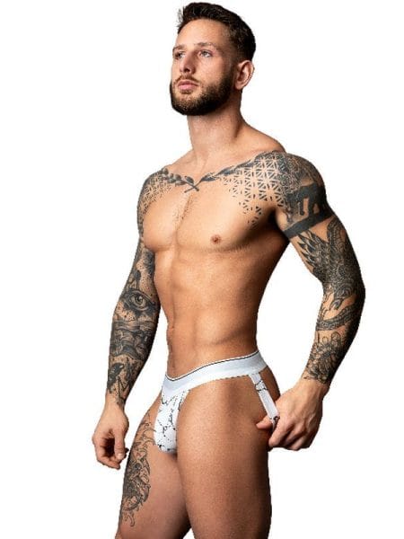 Male Power Marble Jock Strap White