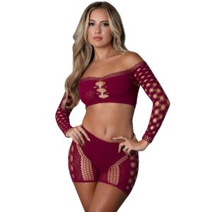 Stella Crop Top And Short Set Burgundy 168265 1 Stella Crop Top And Short Set Burgundy