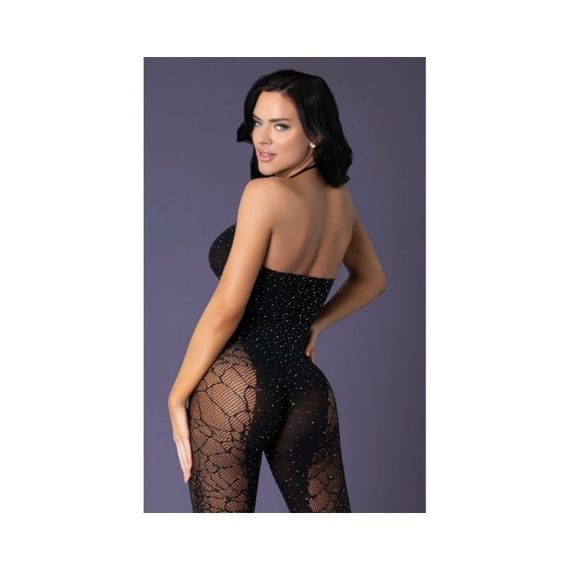 Halter Body Stocking With Rhinestone Black Halter Body Stocking With Rhinestone Black