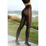 Lace Bloom Vertical Tights Black