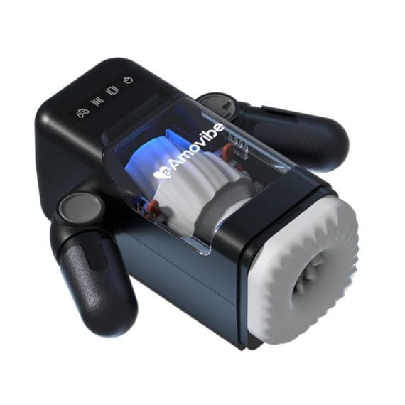 Game Cup Thrusting Vibrating & Heating Masturbator with Immersive Phone Holder and Hand Grip