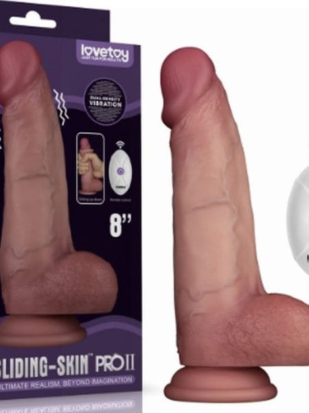 Vibrating Sliding Skin Pro II Silicone Dong 8in