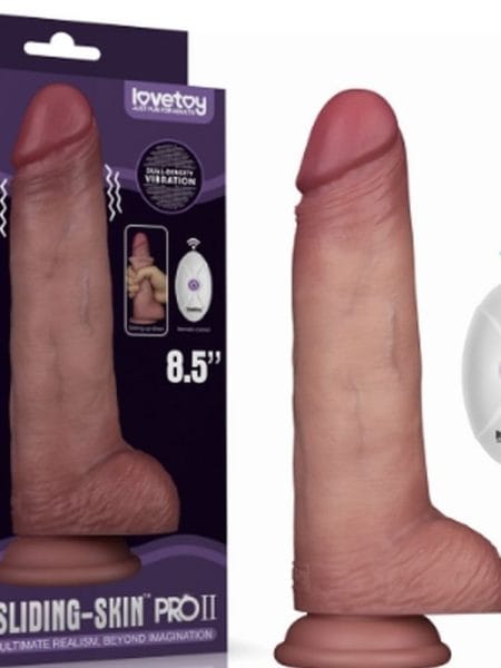 Vibrating Sliding Skin Pro II Silicone Dong 8.5