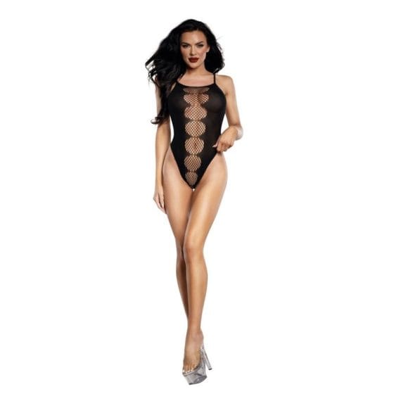 DreamGirl Fishnet Peek-A-Boo Teddy Black