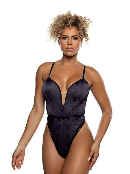 Playboy Blackout Bunny Romper Black