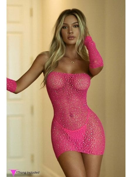 Too Sweet Rhinestone Strapless Mini Dress Pink