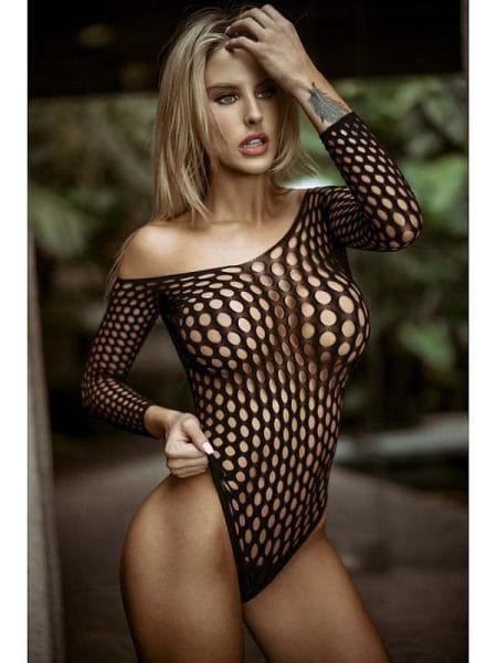 Eclipse 3/4 Sleeve Mesh Fishnet Bodysuit